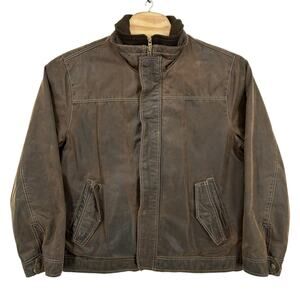 Vintage Columbia Bomber Jacket Mens XL Brown Waxed Wax Cotton Full Zip Insulated